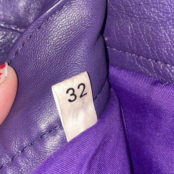 Vintage Purple Leather Pants High Rise Tapered India Bold 80s 90s Size 32 Makart - Picture 6 of 12